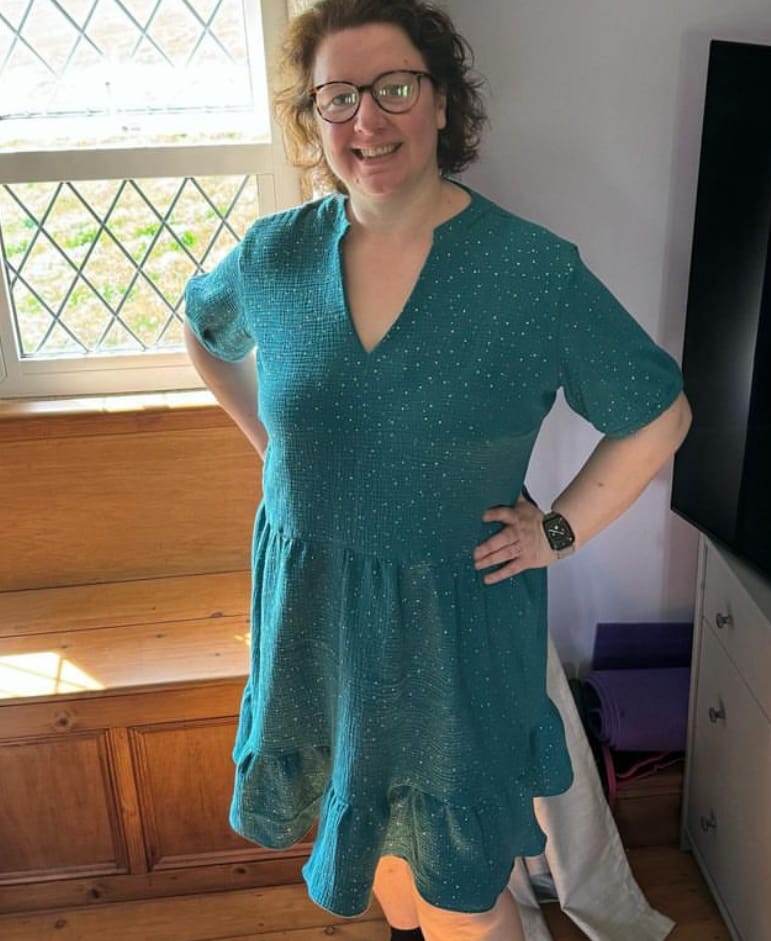Customer photo review of Gold Speckled Double Gauze Fabric