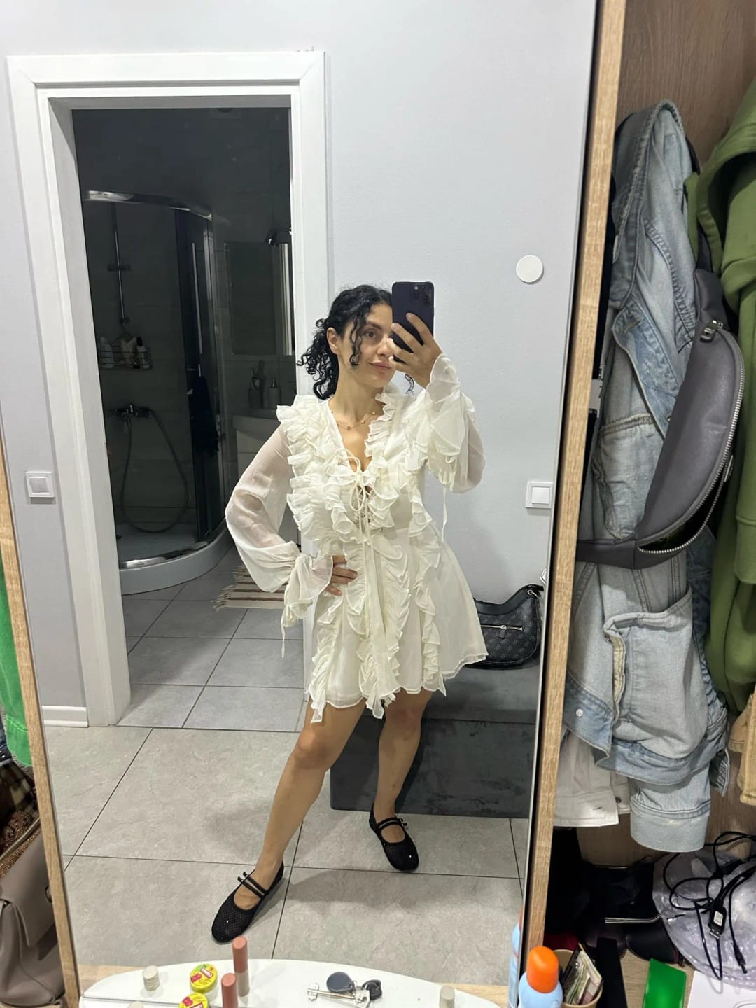 Customer photo review of Romantic Ruffle Mini Dress - Victorian-Inspired Elegance