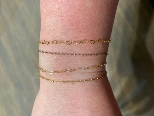 Customer photo review of Mommy & Me Golden Love Bracelet - 14K Gold Filled