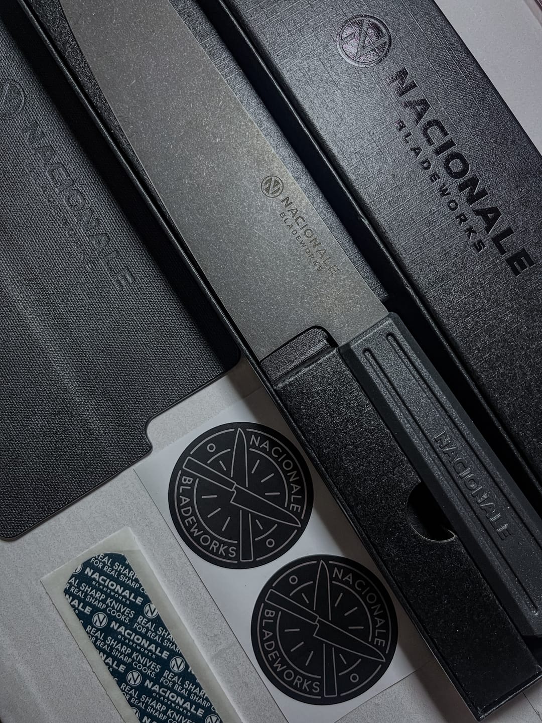 Customer photo review of 185mm Gyuto. Black Stonewashed AUS8. Black Recycled Plastic Skateboard Material Handle