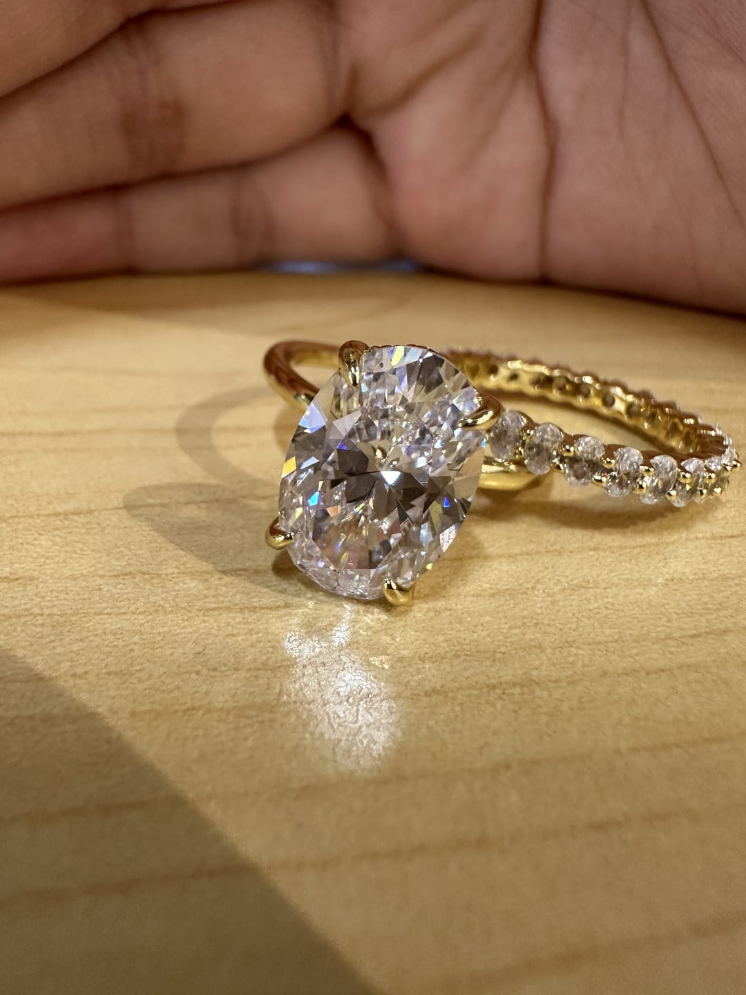 Customer photo review of S925 4.5Ct Luxury Oval Cut 2PC Wedding Ring Set In Sterling Silver Stackable Rings For Everyday Wear
