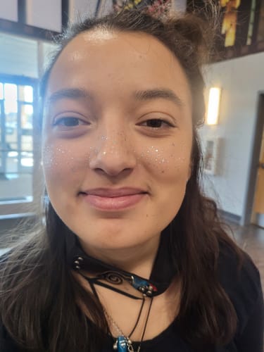 Customer photo review of Silver Glitter Freckles Makeup Patches
