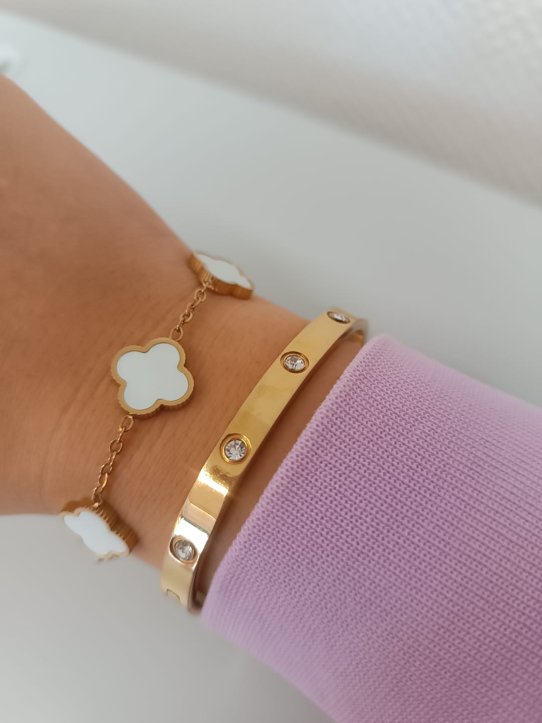Customer photo review of Perlmutt Lucky Leaf Abbaddon Armband 14k Vergoldet