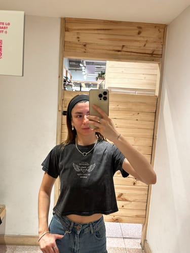 Customer photo review of Top Manga Corta Gray