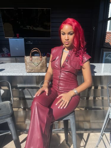 Customer photo review of Kaiya PU Button Down Jumpsuit