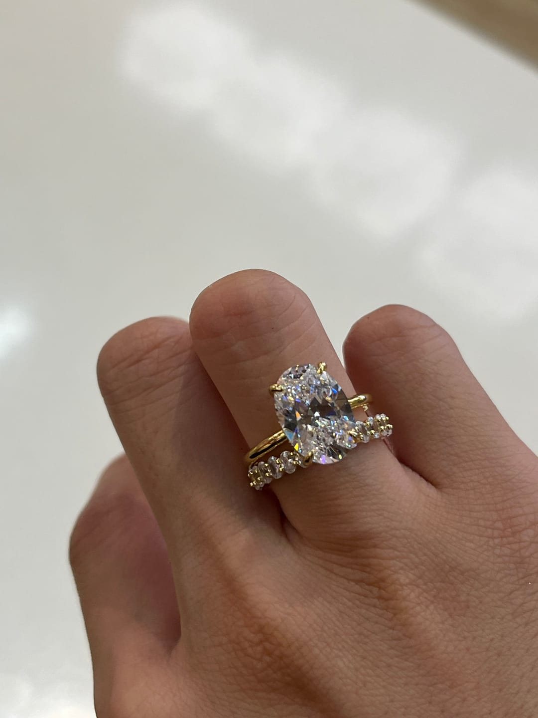 Customer photo review of S925 4.5Ct Luxury Oval Cut 2PC Wedding Ring Set In Sterling Silver Stackable Rings For Everyday Wear