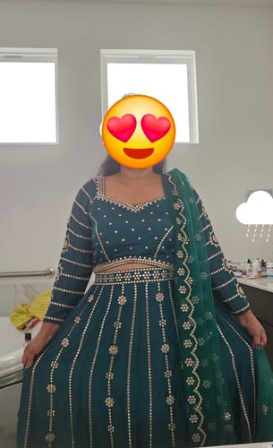 Customer photo review of Dark Green Chinon Silk Ready To Wear Lehenga Choli with Full Embroidery Work
