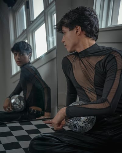 Customer photo review of Mens Mesh Patchwork See Through Bodysuit SKUK20210