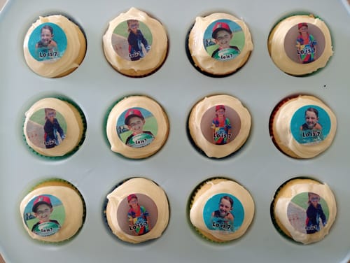 Customer photo review of 30 x 3.8 cm Small Cupcake Custom Edible Icing Images