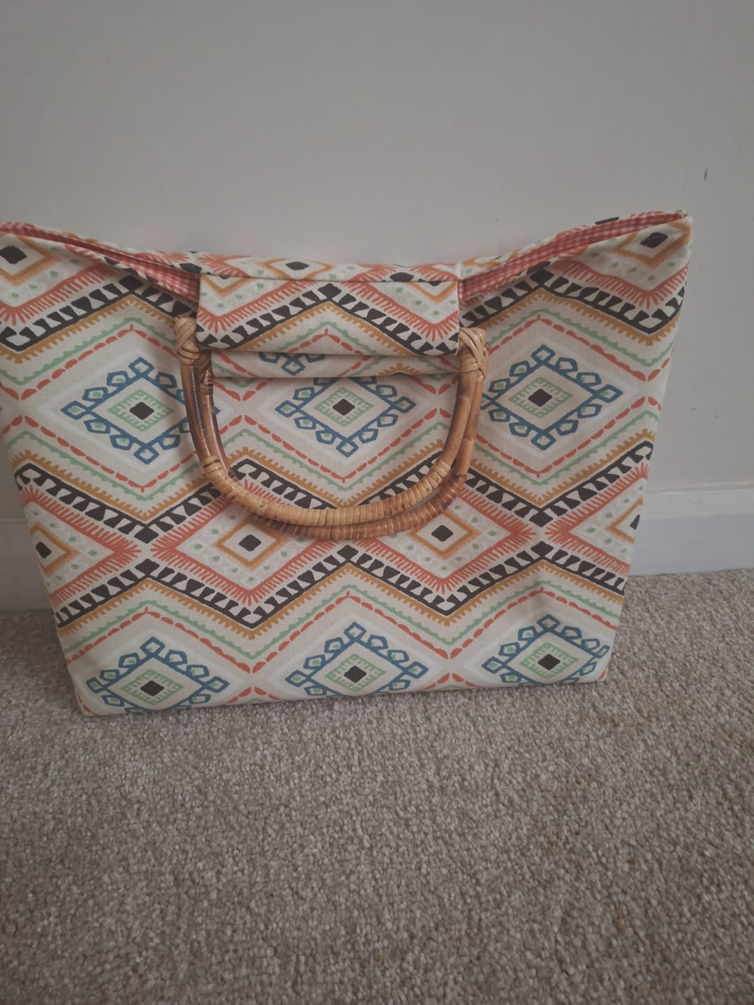 Customer photo review of Tribal Design Tiles Cotton Canvas Fabric