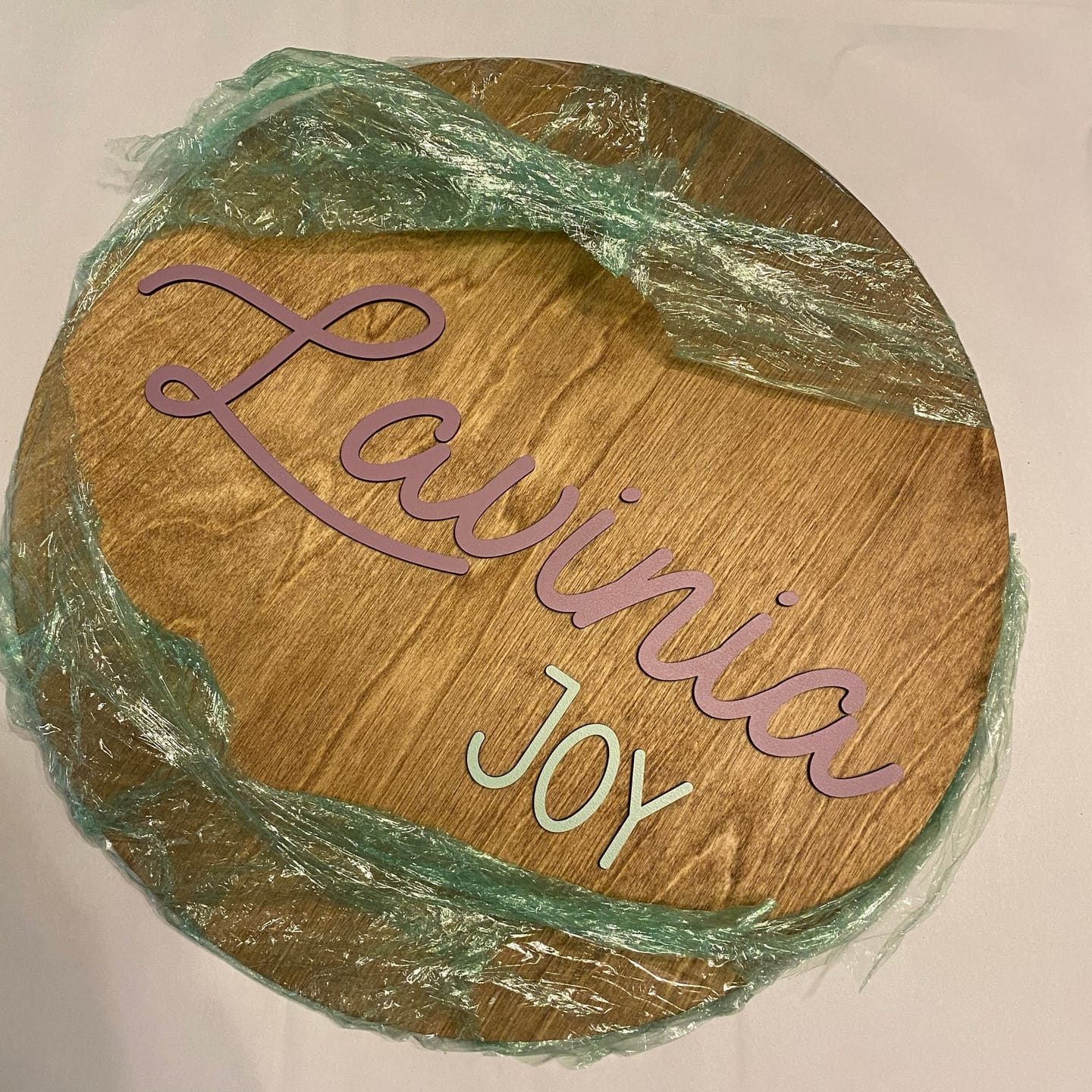 Customer photo review of Round Nursery Name Sign