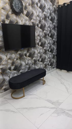 Customer photo review of 3 Seater Luxury Wooden Stool With Steel Stand -479