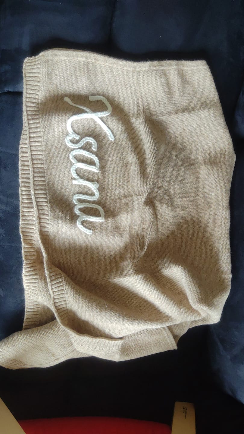 Customer photo review of Hand Knitted Personlized Blanket