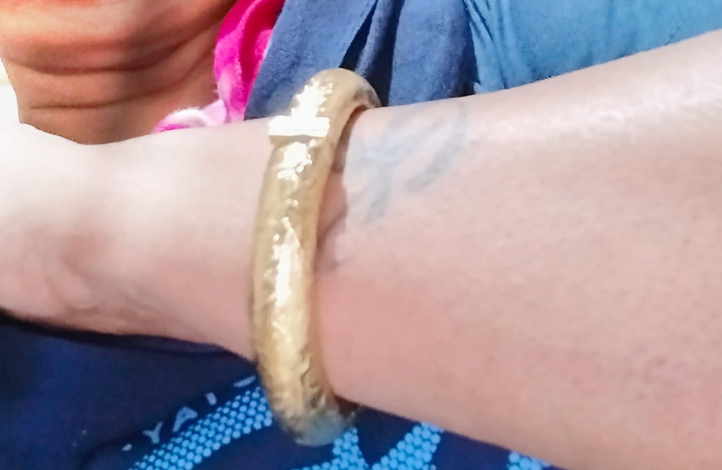 Customer photo review of Thick rajwadi gold finish openable kada