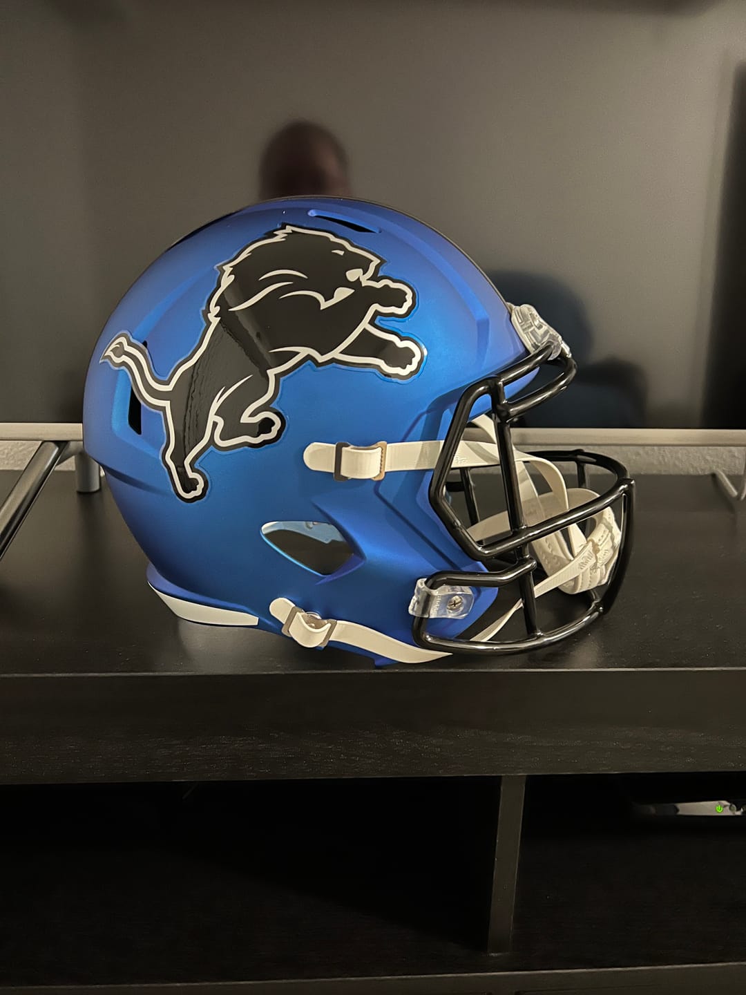 Customer photo review of Detroit Lions Riddell Speed Replica Helmet - Blue Alternate 2