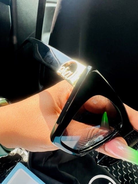 Customer photo review of Black Diva Logo Sunglasses