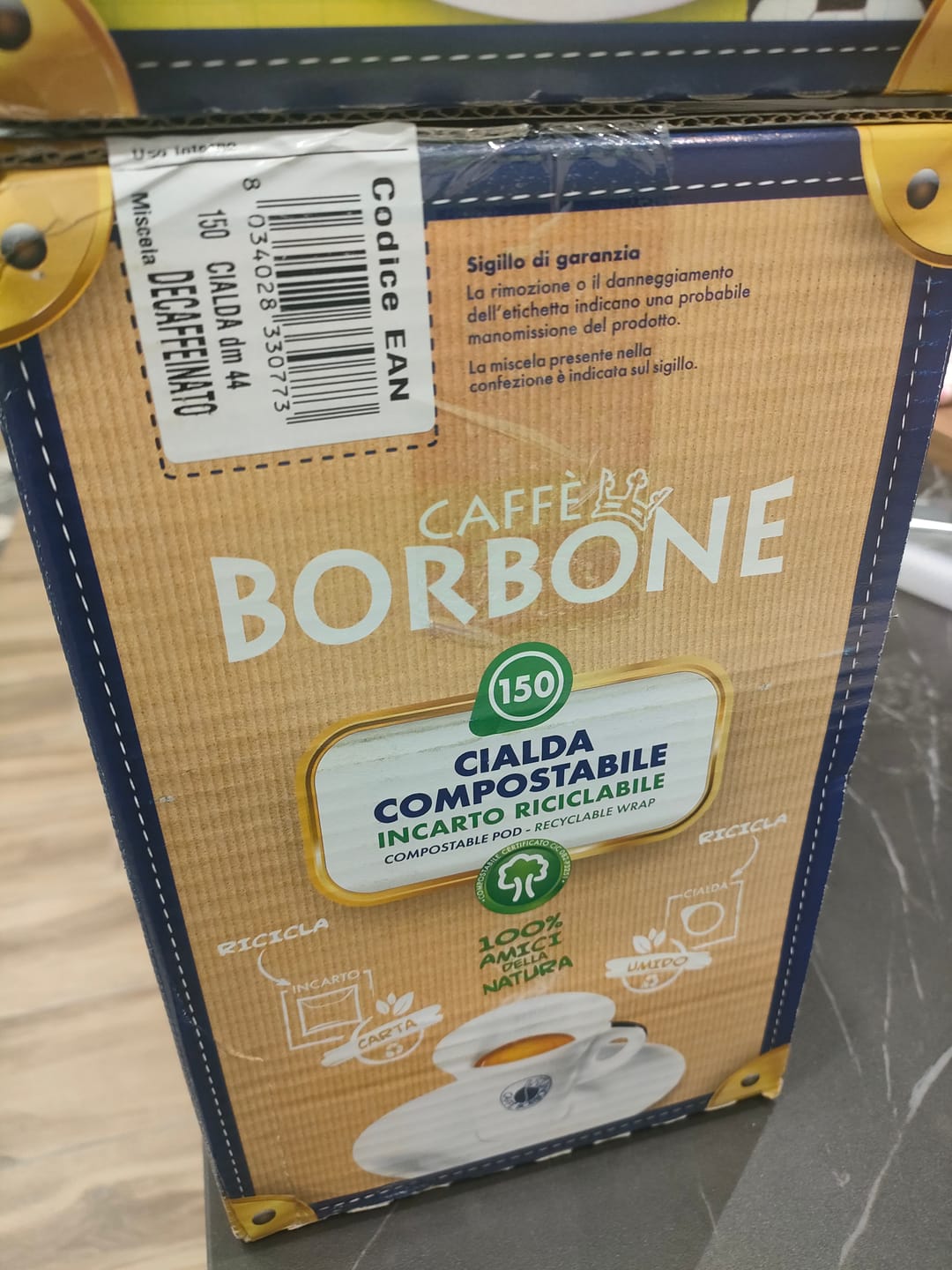 Customer photo review of Caffè Borbone 150 Cialde Ese 44 mm Dek Borbone, Cialda Compostabile, Incarto Riciclabile