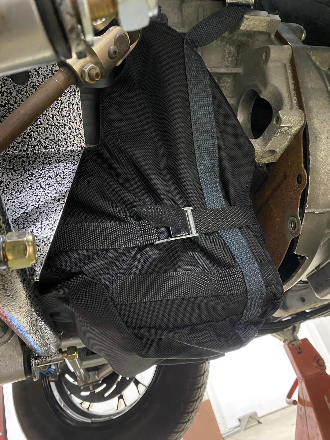 Customer photo review of Motion Raceworks 5.0 Coyote Engine Diaper, NHRA & IHRA Approved (For Motor Mounts, w/Cutouts)