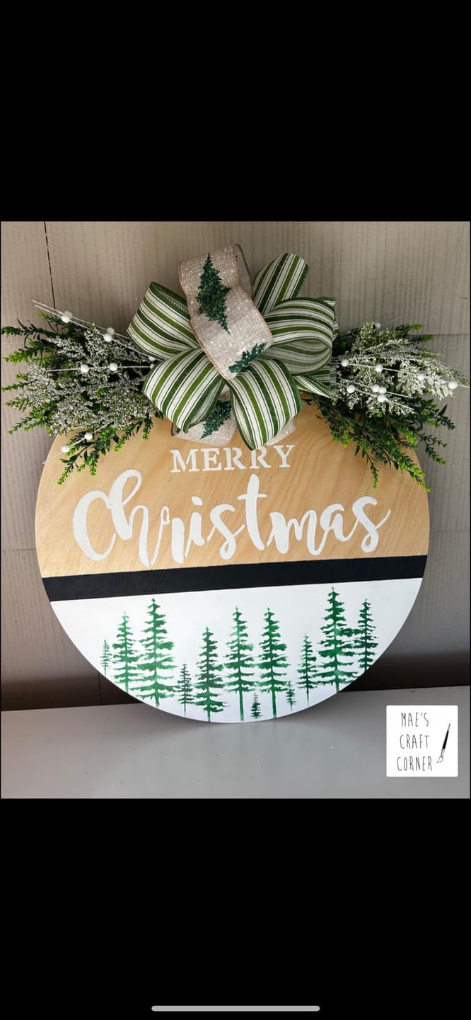 Customer photo review of Unfinished Circle Door Hanger | DIY Craft Cutout | Door Hanger | up to 24" DIY
