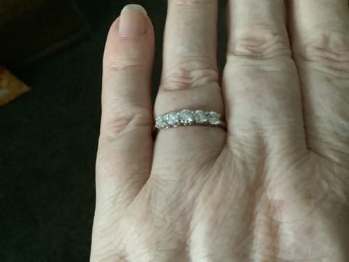 Customer photo review of Certified Lab Grown Diamond Five Stone Platinum Engagement Ring