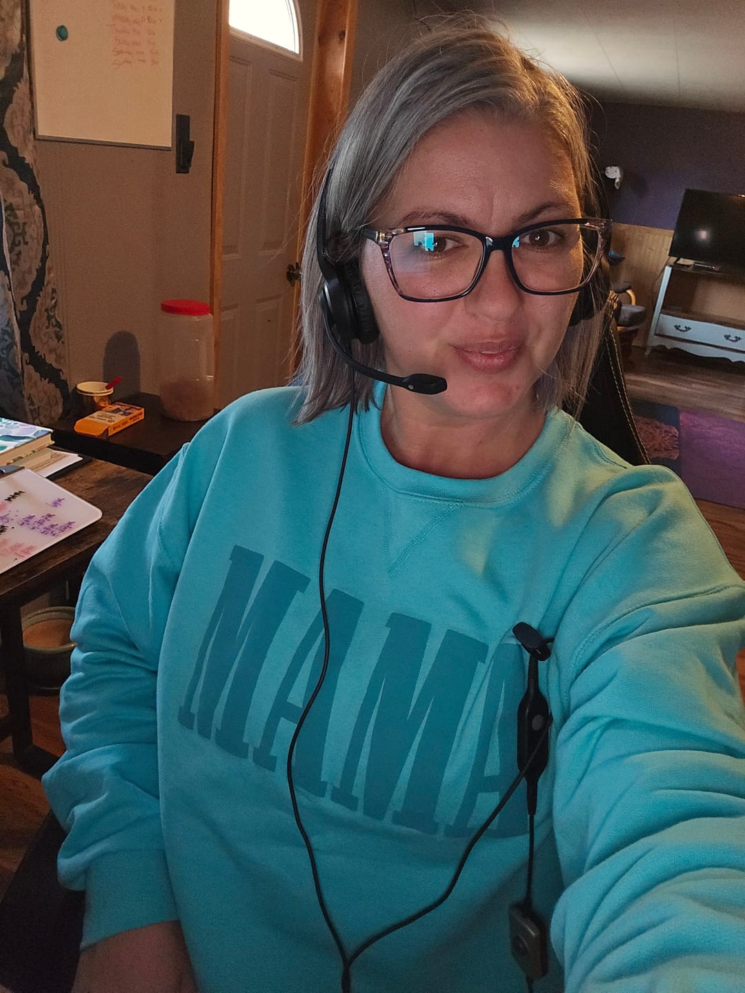 Customer photo review of MAMA • Aqua Tonal Pullover