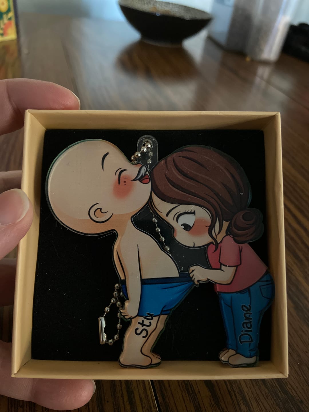 Customer photo review of Cute Couple - Gift For Husband Wife, Anniversary - Personalized Car Ornament
