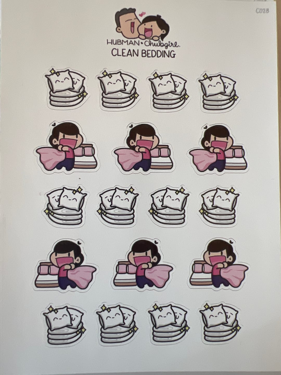 Customer photo review of Clean Bedding Planner Stickers
