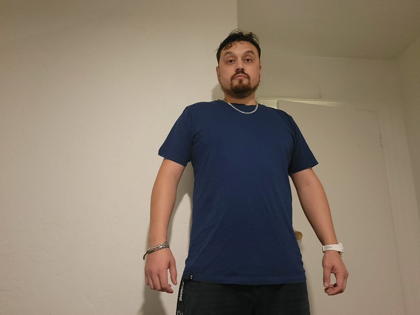 Customer photo review of Organic Tall Slim T-shirt (Navy)