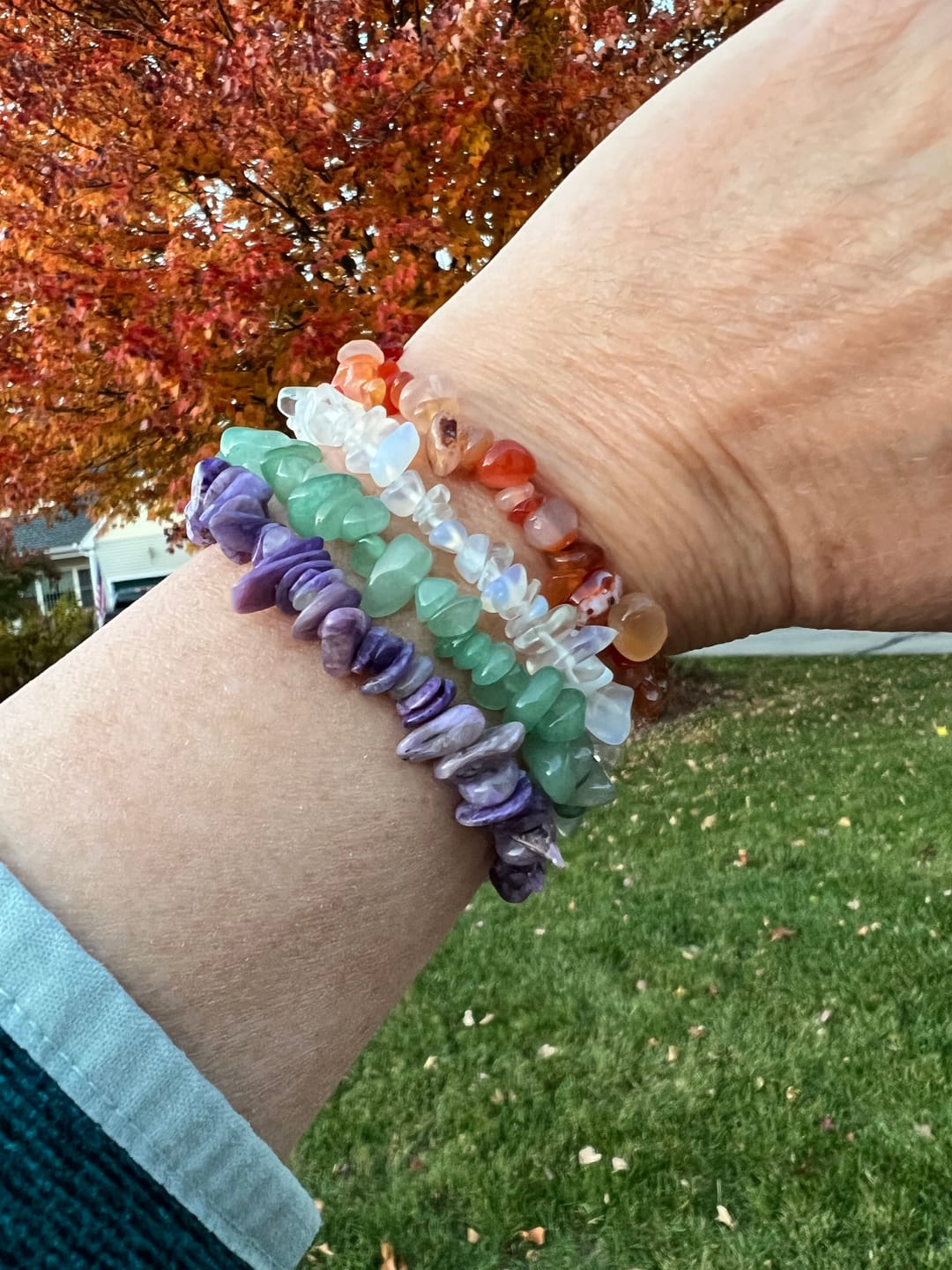 Customer photo review of Green aventurine - Crystal chip bracelet