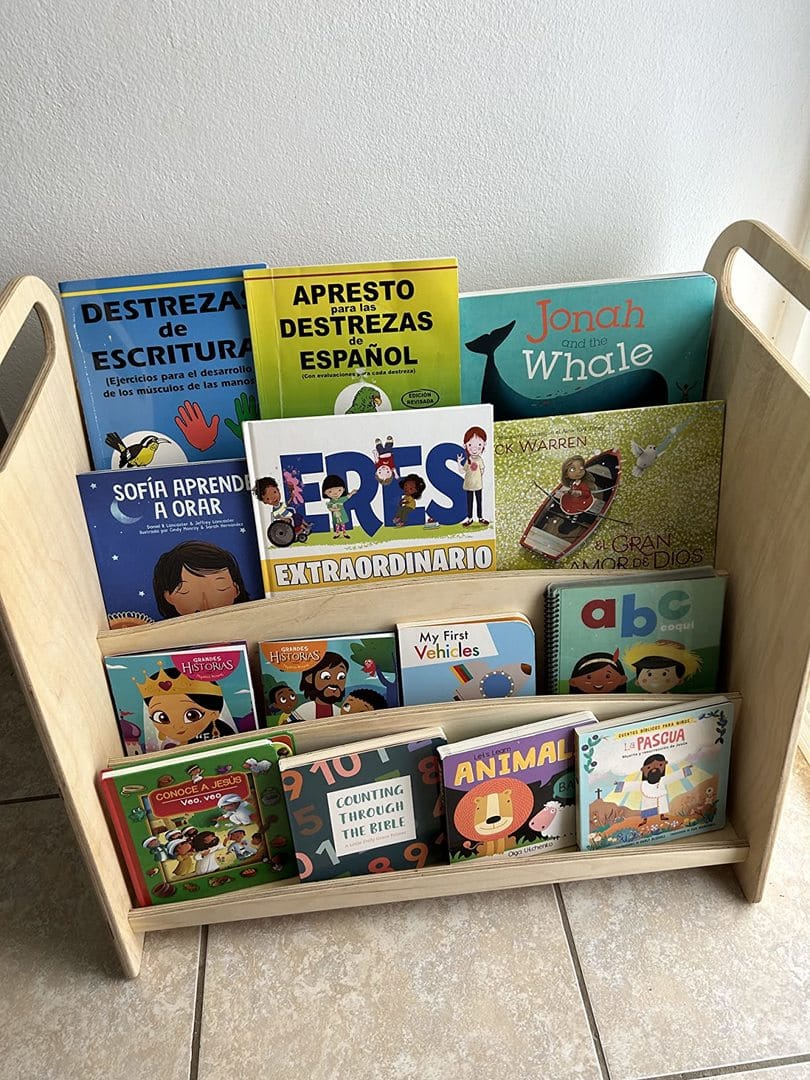 Customer photo review of Montessori Wooden Book Shelf Display