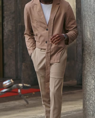 Customer photo review of Mens Irregular Design Casual Short Blazer SKUI50273