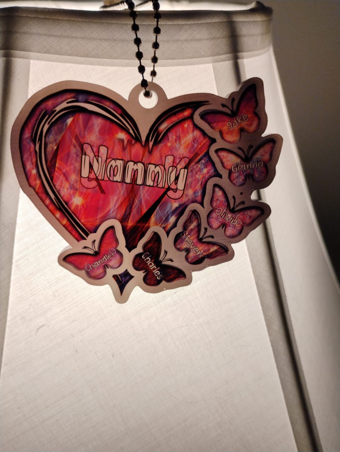 Customer photo review of Sparkling Grandma- Mom Heart Butterfly Kids, Multi Colors Personalized Ornament