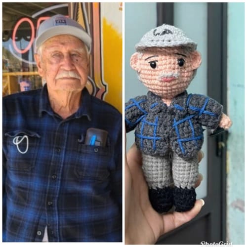 Customer photo review of Dolly® Personalized Crochet Doll with Photo Card