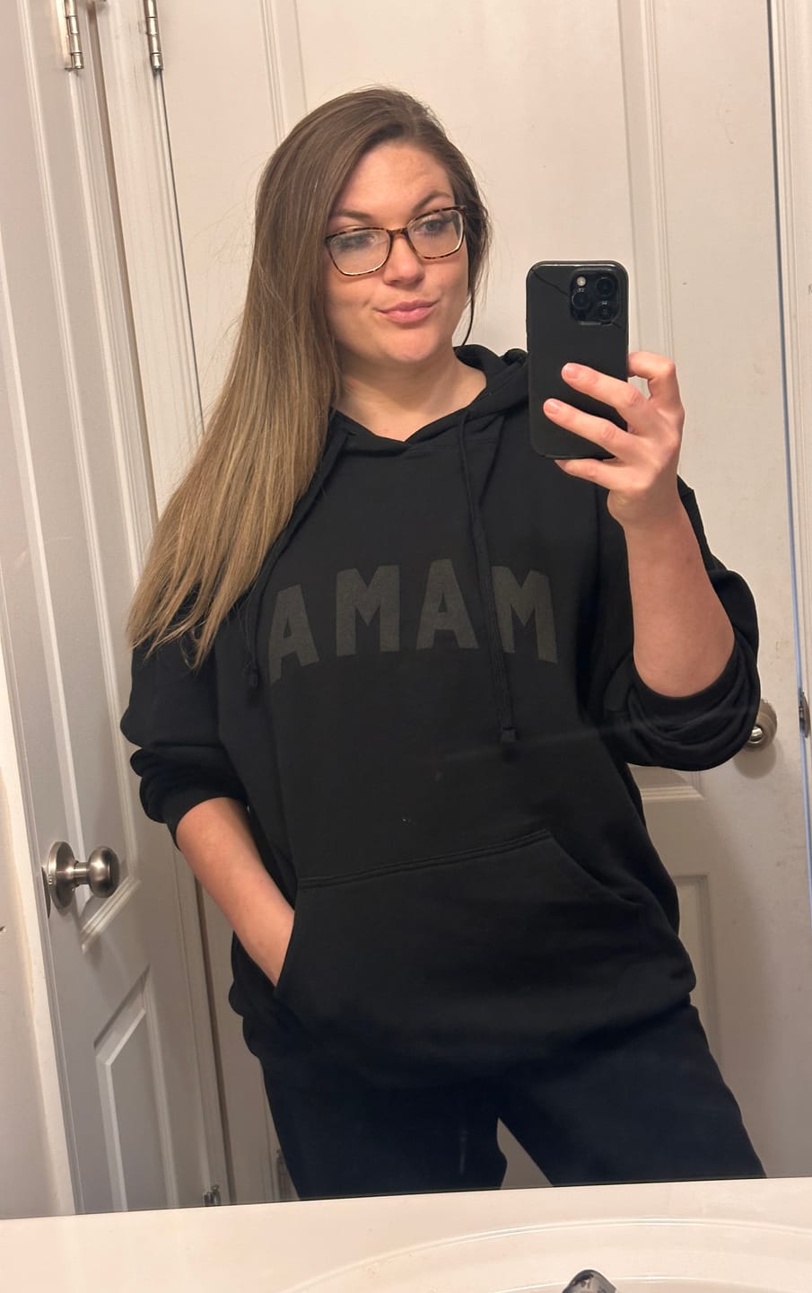 Customer photo review of MAMA • Black Tonal Hoodie