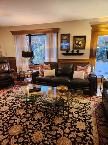 Customer photo review of Red and Beige Greek Key