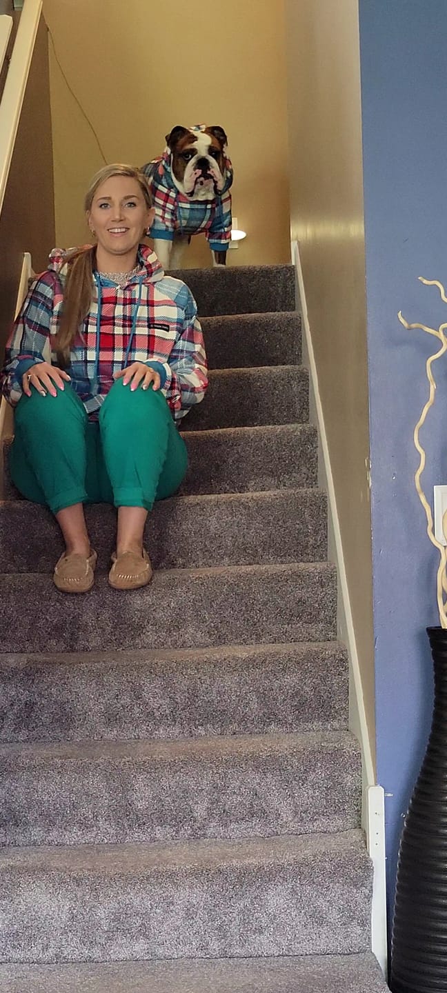 Customer photo review of Red Plaid Human Hoodie