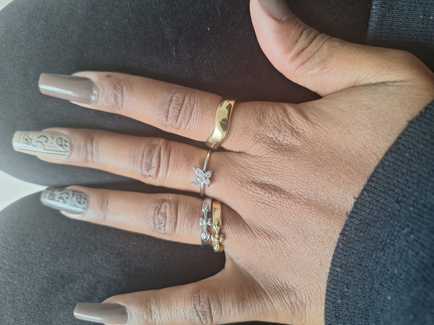 Customer photo review of Chrome Cross Ring Band