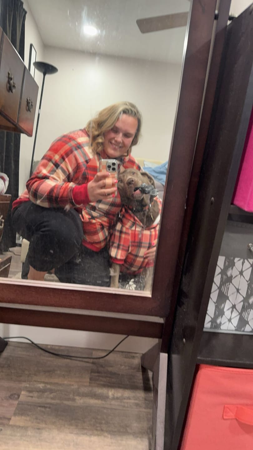 Customer photo review of Red Plaid Human Hoodie