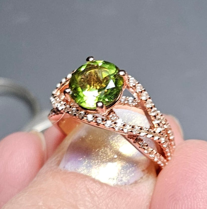 Customer photo review of round diaspore gemstone cross pave sterling silver ring