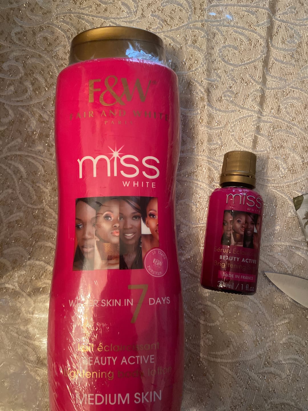 Customer photo review of Fair and White Miss White Brightening Oil 8.45 fl oz