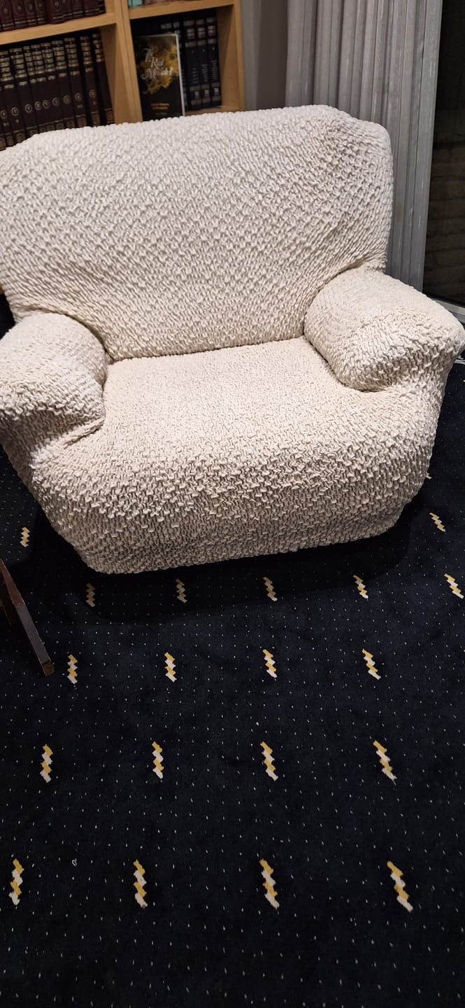 Customer photo review of Arm Chair Cover - Beige, Velvet