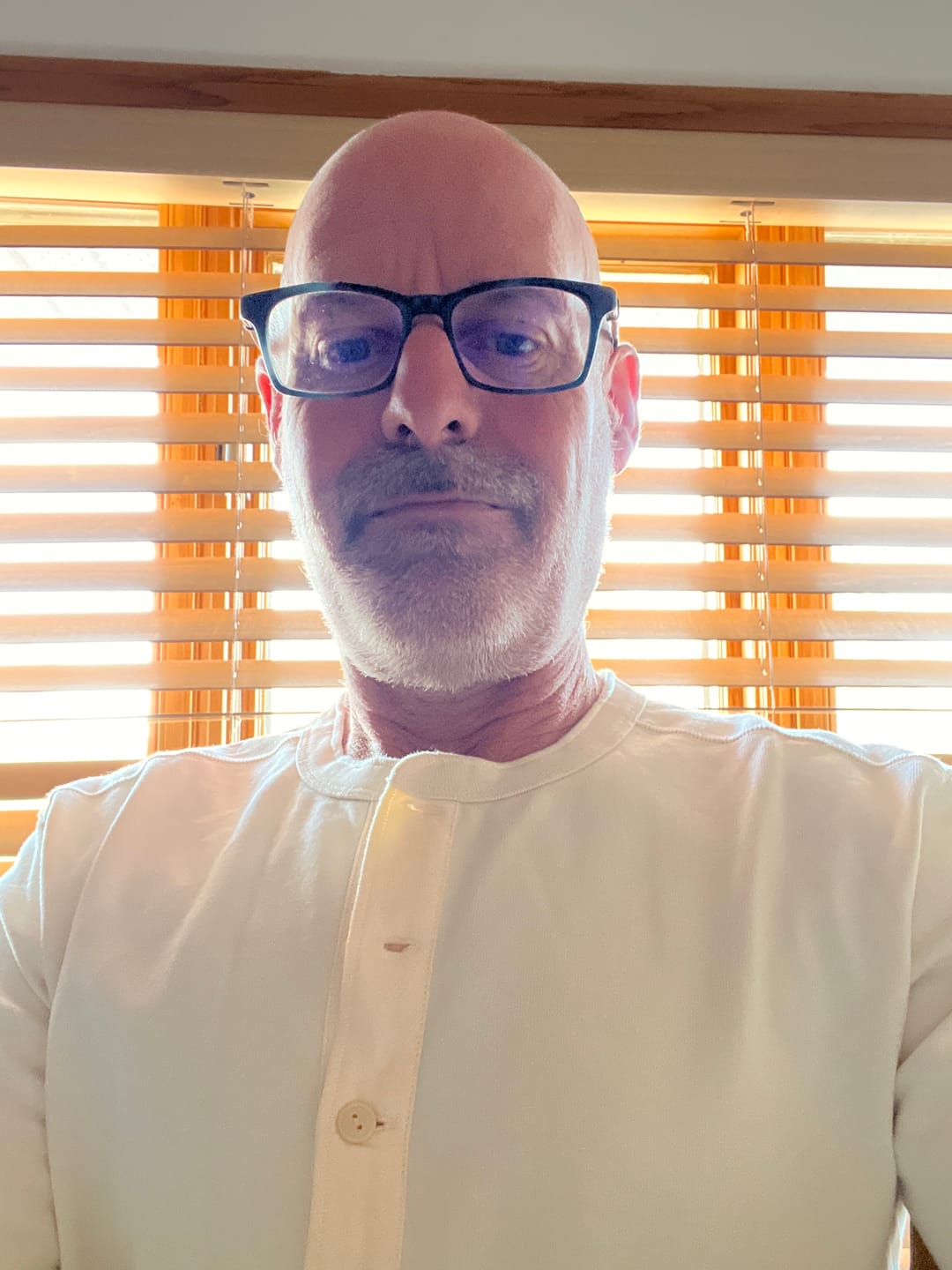 Customer photo review of Vintage Long Sleeve Henley Shirt - White