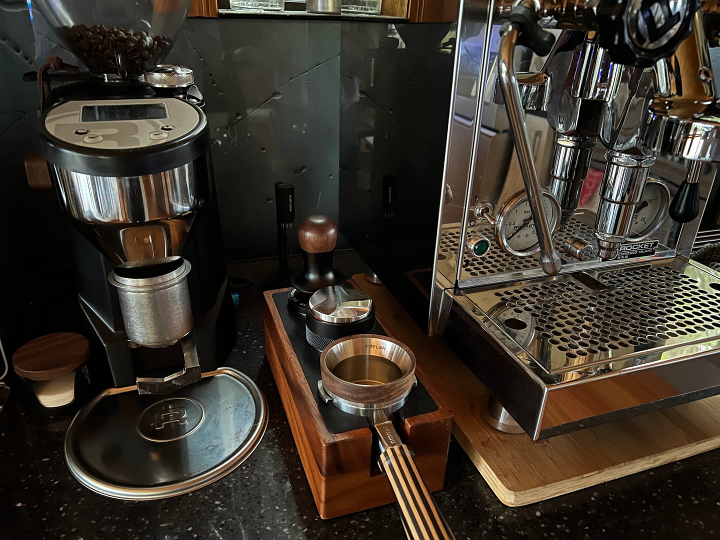 Customer photo review of MHW-3BOMBER Espresso Portafilter Rack