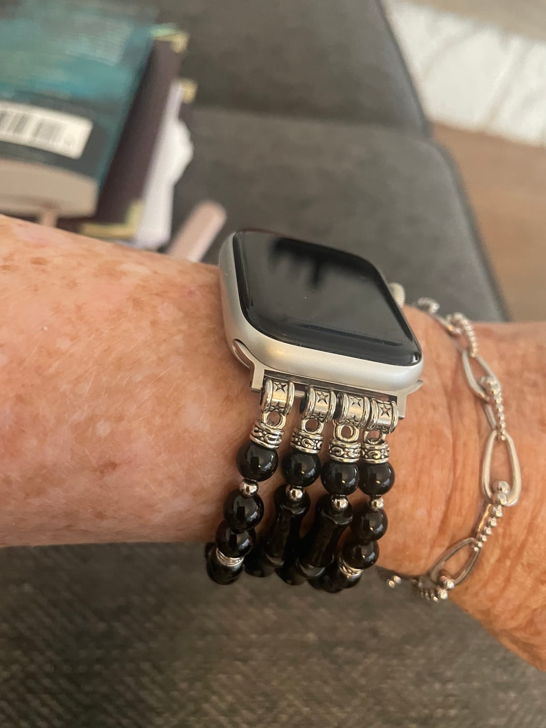 Customer photo review of Moonlight Agate Stretch Apple Watch Strap