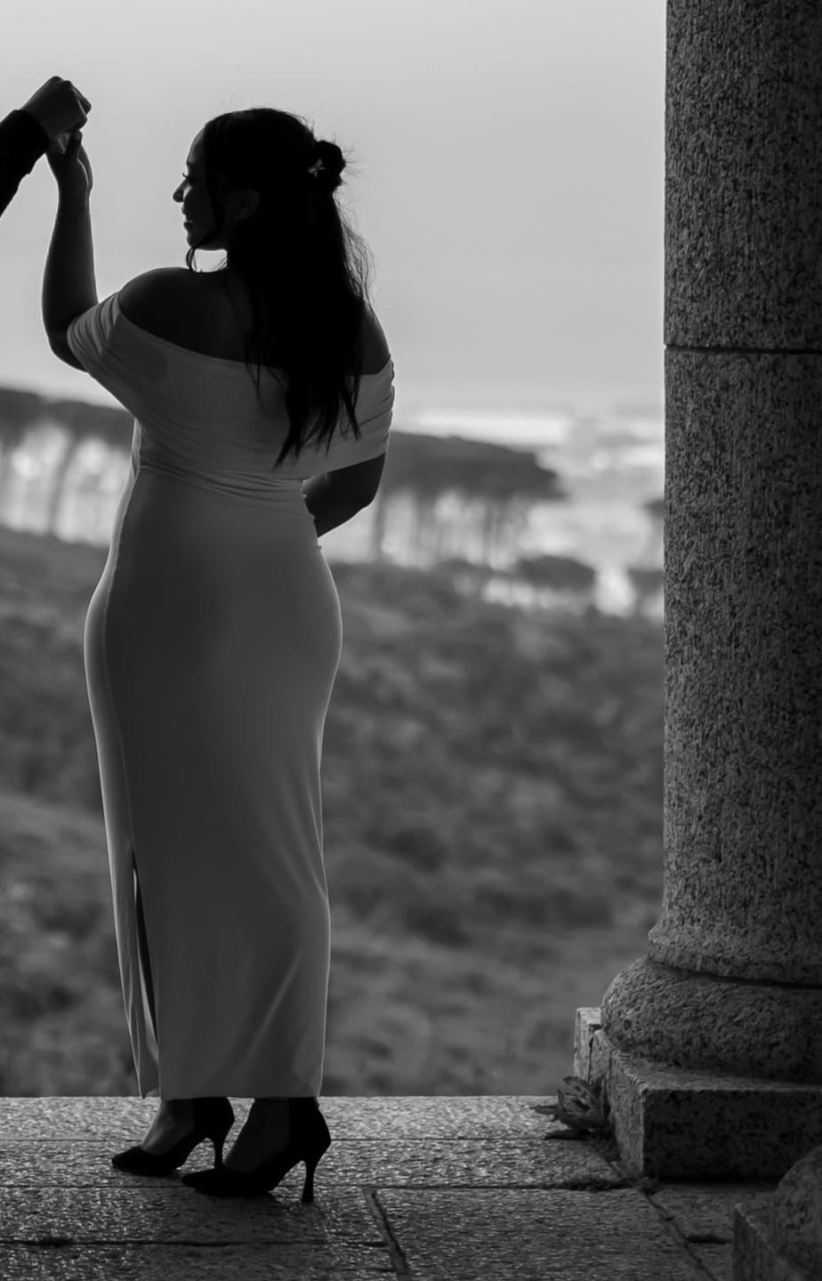 Customer photo review of Cream Off-shoulder Cocktail Dress