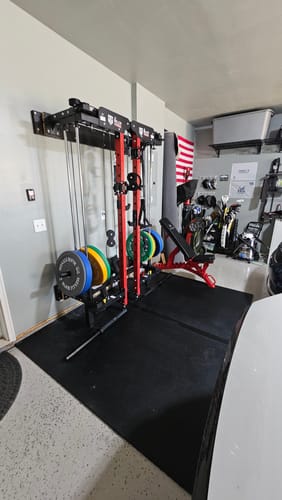 Customer photo review of Major Fitness F35 All-In-One Home Gym Wall-Mount Folding Power Rack