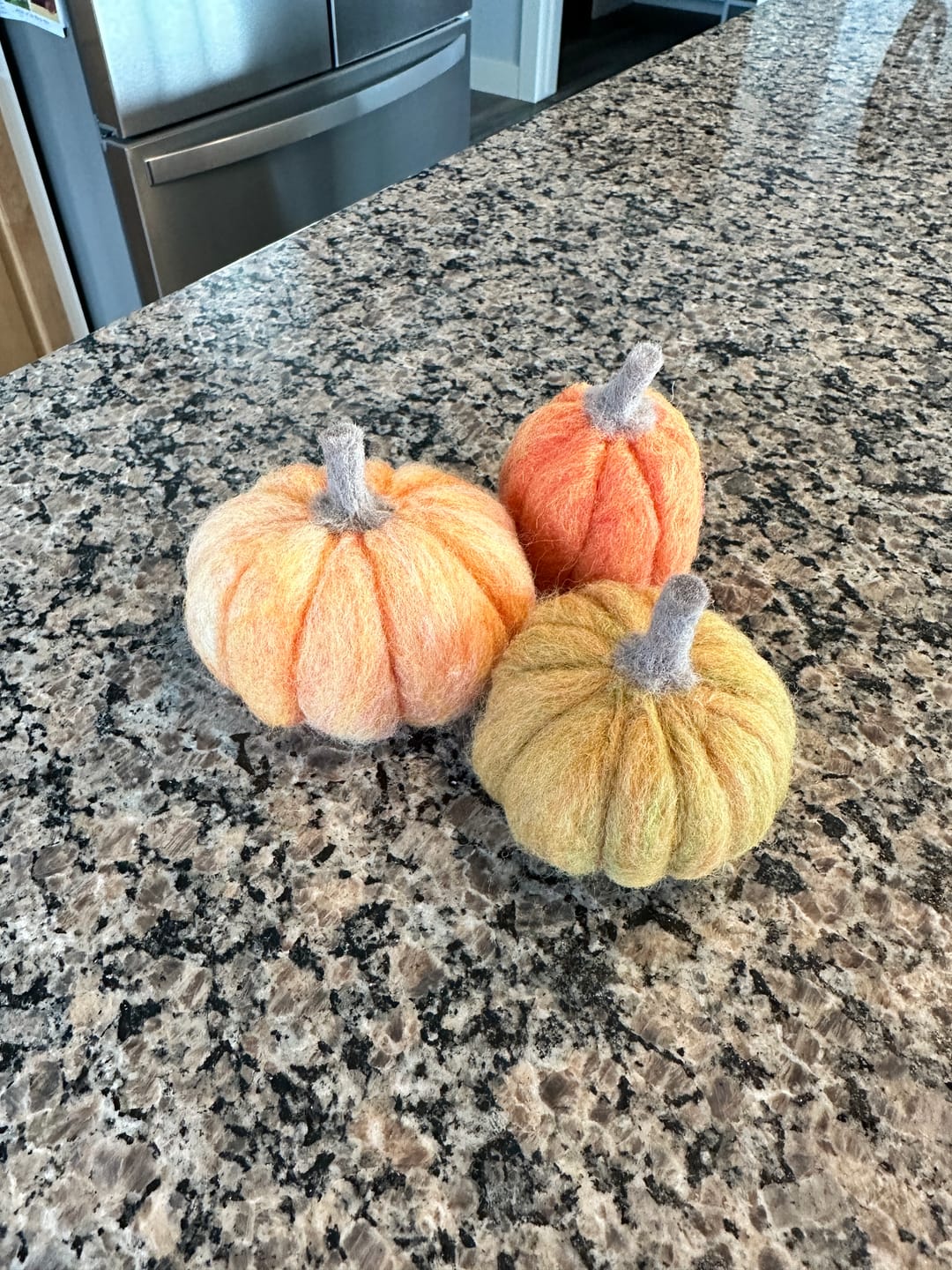 Customer photo review of Pumpkin Trio Mini Needle Felting Kit