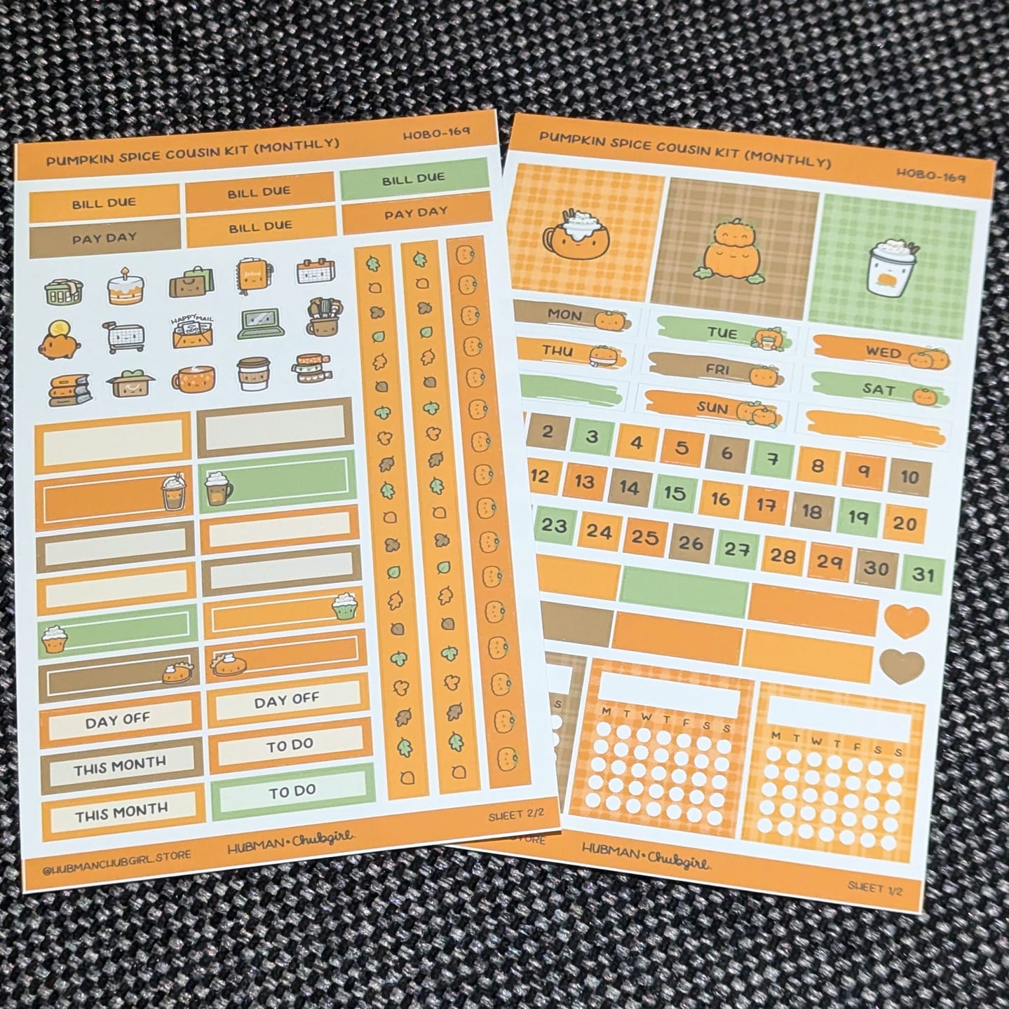 Customer photo review of Pumpkin Spice Theme Hobonichi Cousin Monthly Kit (Set of 2)