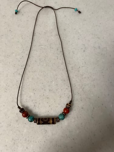 Customer photo review of 14" Antique Brown Bulk tibetan Dzi agate cylinder tube beads 10x30mm