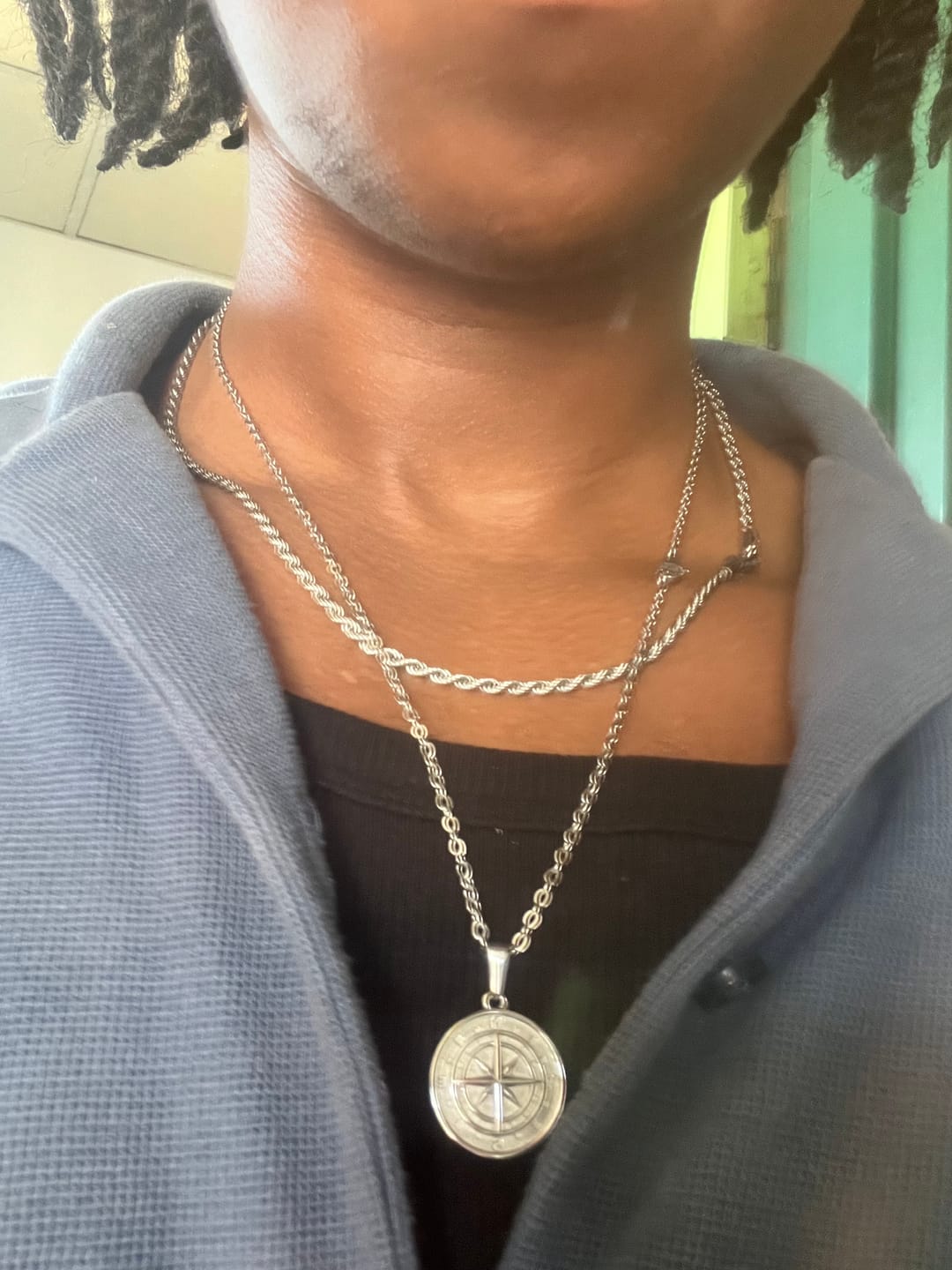 Customer photo review of Silver compass necklace